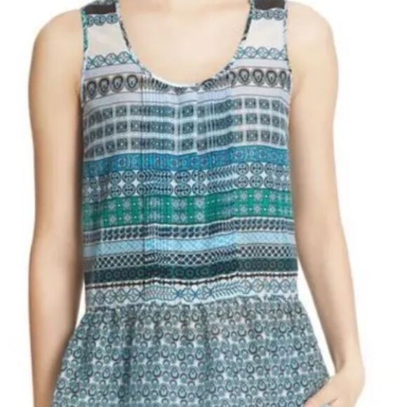 Diane Von Furstenberg DVF Kenna Printed Silk Cotton Blend Blouse Top Small - Picture 2 of 6